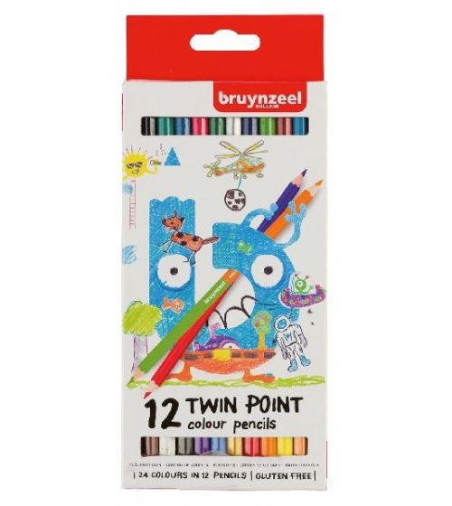 Crayons de couleur à pointe jumelée Bruynzeel 12 pièces