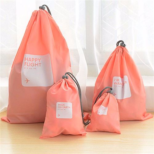 SHOP-STORY - Pack de 4 Organisateurs de Valise Étanches pour Chaussures, Sous-Vêtements etc - Rose