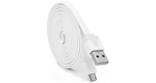 Cable Noodle 3m Micro USB pour ASUS ZenFone Selfie Android 3 Metres Chargeur USB Smartphone Connecteur (BLANC)