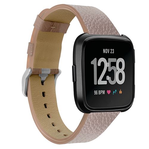 Bracelet en cuir durable simple pour Fitbit Versa 3 / Sense - Brun (Taille L)