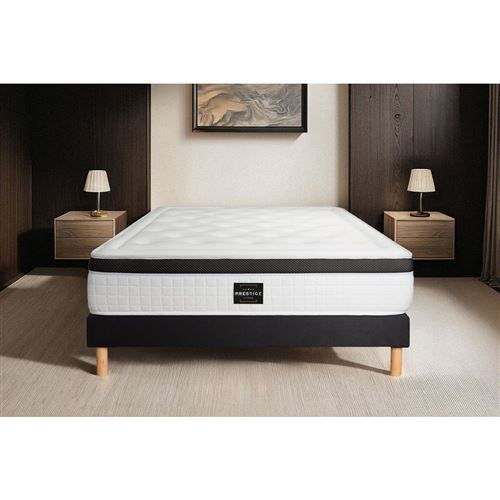 Ensemble Privilège 160x200 Memoire de forme 5 zones sommier noir
