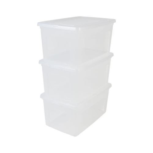 IRIS OHYAMA Lot de 3 boîtes de rangement avec couvercle - Transparent - 50L - 59,5 x 39,5 x 20 cm