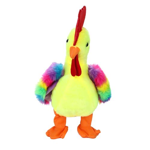 Drôle de couleur en peluche cri poulet chanson Head Toy Secouer Marche
