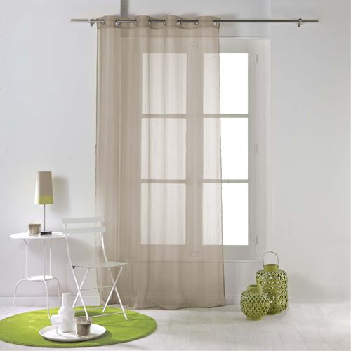 Panneau a oeillets 140 x 260 cm voile raye horizon Taupe
