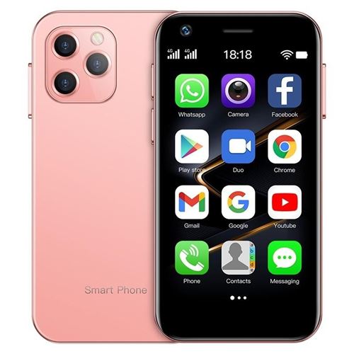 Mini Smartphone Petite Taille 3.0 Pouces Android 10 Dual SIM 4G Caméra 13MP 2000mAh Rose YONIS