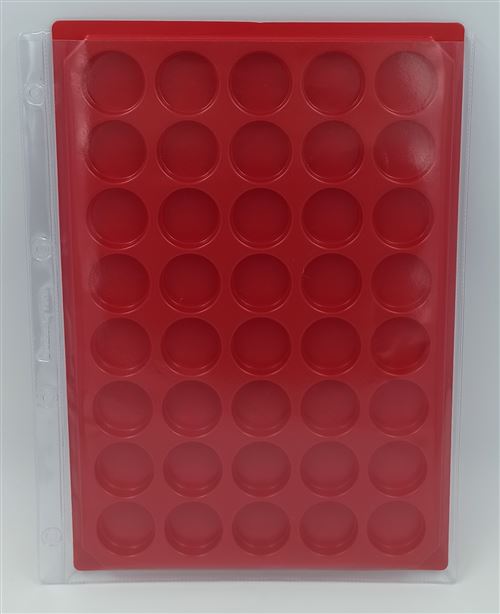 Box collecteurs plateaux plastique sans couvercle rouges 40 cases + feuilles a4 transparentes - lot de 10 pour capsules muselets