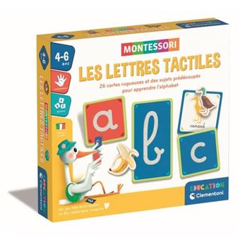 Montessori - Les lettres tactiles - Jeu éducatif pour apprendre l'alphabet - 26 cartes lettres rugeuses - Dés 3 ans - 1