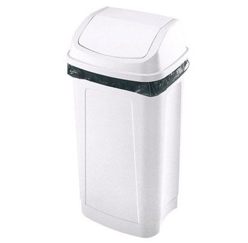 Poubelle plastique blanche à couvercle basculant 25L - Delaisy Kargo