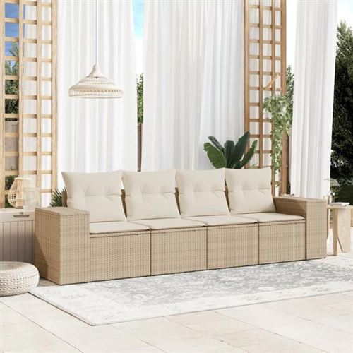 vidaXL - Salon de jardin - Ensemble 4 pièces - Beige - Image 2