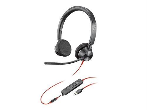 Poly Blackwire 3325 - Blackwire 3300 Series - Micro-Casque - Sur-Oreille - Filaire - Jack 3,5Mm, Usb-C - Noir - Certifié Uc