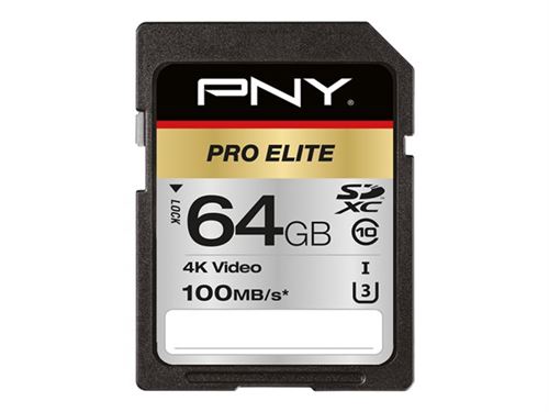 PNY PRO Elite - Carte mémoire flash - 64 Go - UHS-I U3 / Class10 - SDXC UHS-I