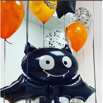 Kit Décoration Halloween - Banderole, Gaze Noire 1,5x2 M, Ballons, Araignées Géantes, Chauves-souris