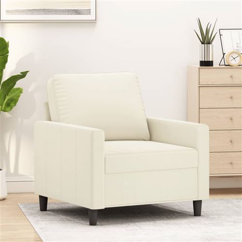 VIDAXL - Fauteuil - Velours - Crème - 60 cm - Image 2