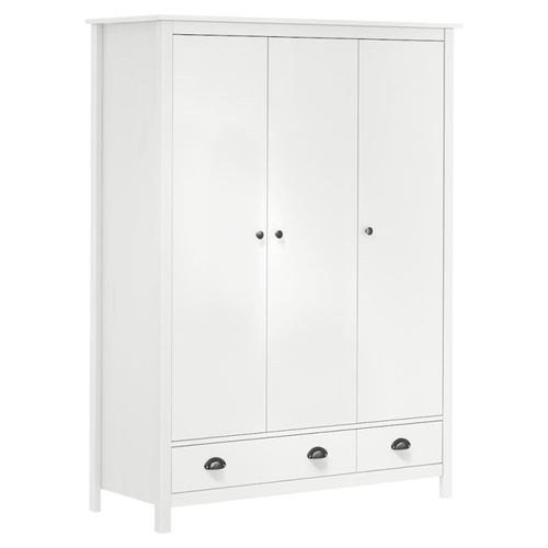 vidaXL Garde-robe à 3 portes Hill Range Blanc 127x50x170 cm Pin solide
