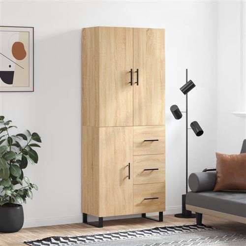 Non Communiqué Marron Vidaxl Buffet Haut Chêne Sonoma 69,5X34x180 Cm Bois D'ingénierie, Buffet, Armoire Latérale, Armoire De Rangement, Armoire, Buffets, Armoire Haute
