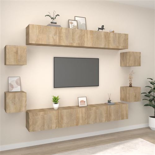 Vidaxl Ensemble De Meubles Tv 8 Pcs Chêne Sonoma Bois D'ingénierie - Image 2