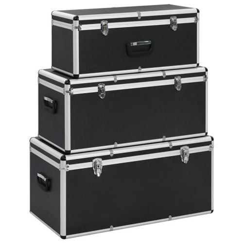 Non Communiqué Noir Vidaxl Boîtes De Rangement 3 Pcs Aluminium