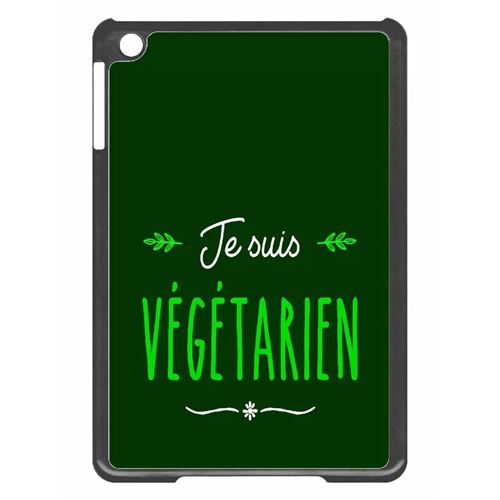 Coque tablette My-Kase pour iPad mini 2 - je suis vegetarien fond vert - Plastique Noir