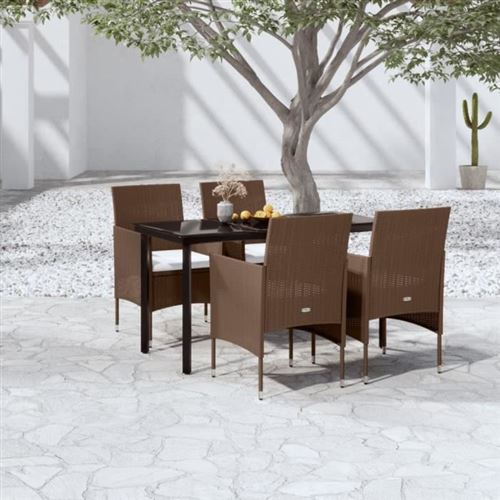 Non Communiqué Marron Vidaxl Mobilier De Salle À Manger De Jardin Coussins 5 Pcs -Noir 3099301