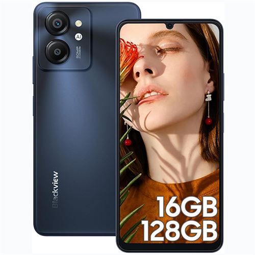 Blackview COLOR 8 Smartphone Débloqué 16 Go+128 Go 6.52 50MP+8MP 6000mAh Android 13 Telephone Double SIM 4G GPS - Gris