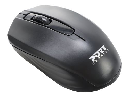 PORT Connect - Souris - droitiers et gauchers - optique - 3 boutons - sans fil - 2.4 GHz - récepteur sans fil USB - Pour la vente au détail