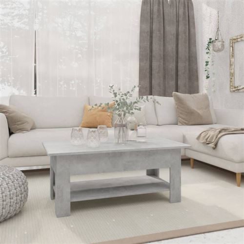 Table basse gris béton 102x55x42 cm bois d ingénierie