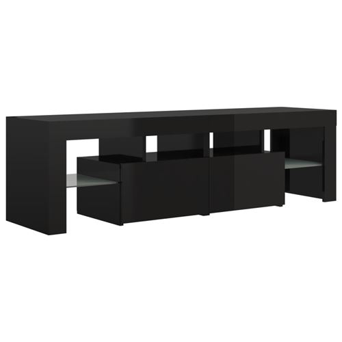 vidaXL Meuble TV avec lumières LED Noir brillant 140x35x40 cm