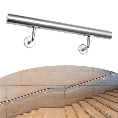 Main courante en acier inoxydable Rampe d'escalier Support mural Dispositif de fixation Escaliers Acier affiné 50cm