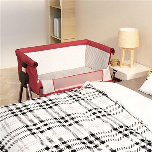 Vidaxl - Lit pour b&eacute;b&eacute; avec matelas Rouge Tissu de lin