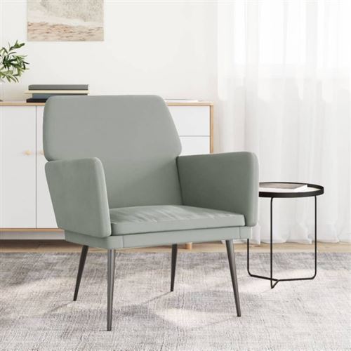 VIDAXL - Fauteuil - Velours - Gris Clair - 62x79x79 cm - Image 3