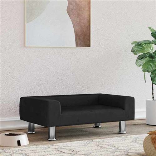 Comparer les prix de vidaXL Lit pour chien noir 70x45x26,5 cm velours