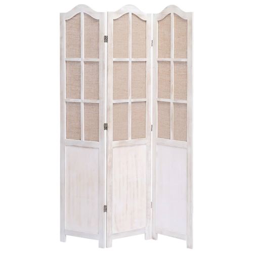 vidaXL Cloison de séparation 3 panneaux Blanc 105x165 cm Tissu