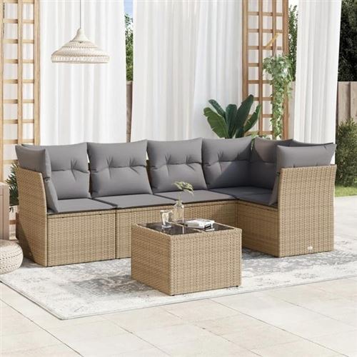 Non Communiqué Beige Salon De Jardin Modulable Vidaxl Rotin 6 Pieces 62 X 62 X 69 Cm