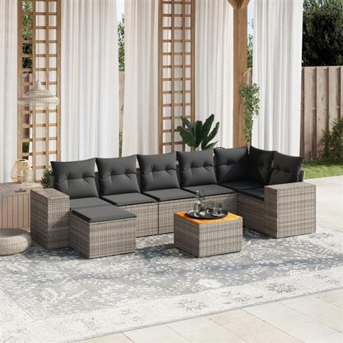 vidaXL - Salon de jardin - Ensemble 8 pièces - Gris - Image 2