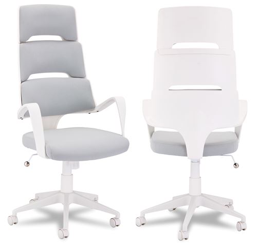 Ibbe Design Domo Pivotant Chaise de Bureau en Tissu Blanc, Hauteur du Siège 46-54 cm