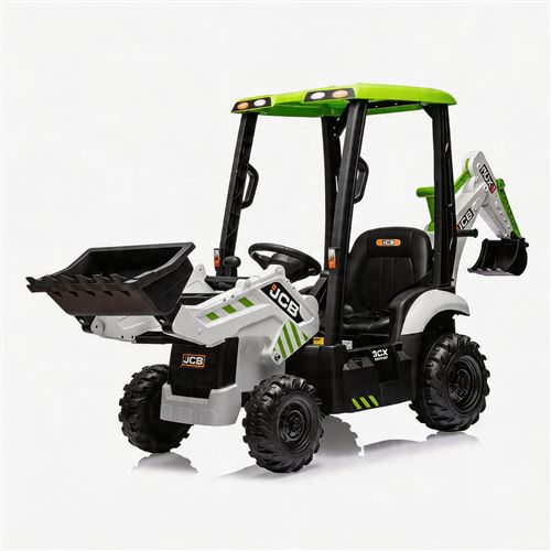  Pelle &eacute;lectrique enfant - V&eacute;hicule JCB licence officielle - 4-en-1 avec t&eacute;l&eacute;commande - Roues EVA - Vert