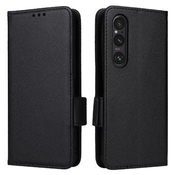 Coque FOXDOCK pour Sony Xperia 1 VI étui à rabat magnétique en TPU souple antichoc avec porte-cartes, compatible avec Sony Xperia 1 VI-Noir - 1