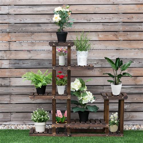 Etagère pour plantes en bois porte fleurs 6 niveaux,giantex,95 x 25 x 96 cm,marron