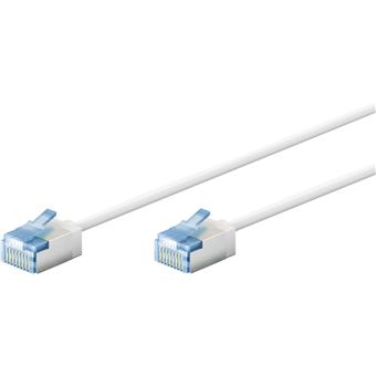 Câble Ethernet Goobay Cat 6A 5m - Connecteur 90°, Blanc, Pour PlayStation, Xbox, Réseau