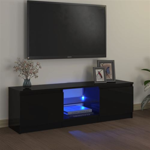 vidaXL Meuble TV avec lumières LED Noir 120x30x35,5 cm