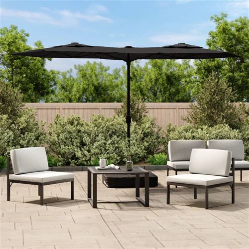 Vidaxl parasol &agrave; double t&ecirc;te avec led noir 316x240 cm 