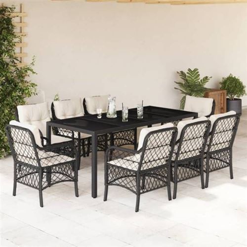 vidaXL - Ensemble à manger de jardin - 9 pièces - Table et chaises - Meubles d'extérieur - Image 2
