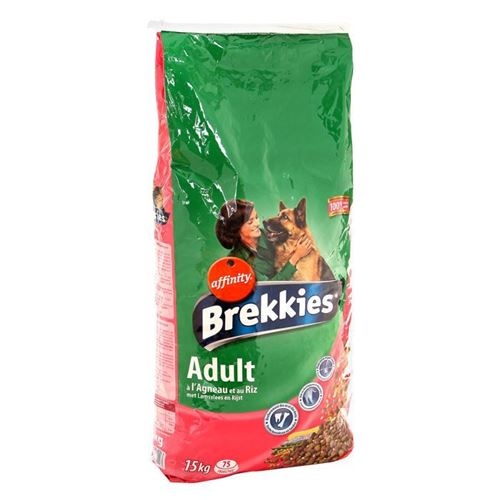 BREKKIES Croquettes a lagneau et au riz pour chien adulte 15kg
