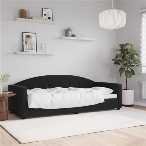 vidaXL - Lit de repos - Velours - Noir - 80x200 cm - Image 2