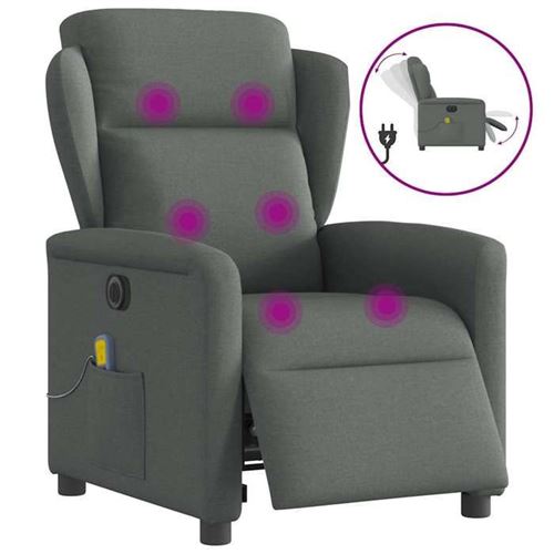 Non Communiqué Gris Vidaxl Fauteuil De Massage, Relaxation Électrique Réglable Tissu Foncé