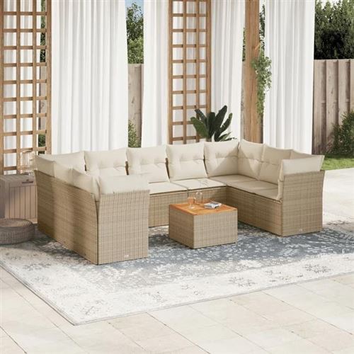 Non Communiqué Beige Salon De Jardin Modulable Vidaxl Resine Tressee 10 Pieces 62 X 62 X 69 Cm 9 Personnes