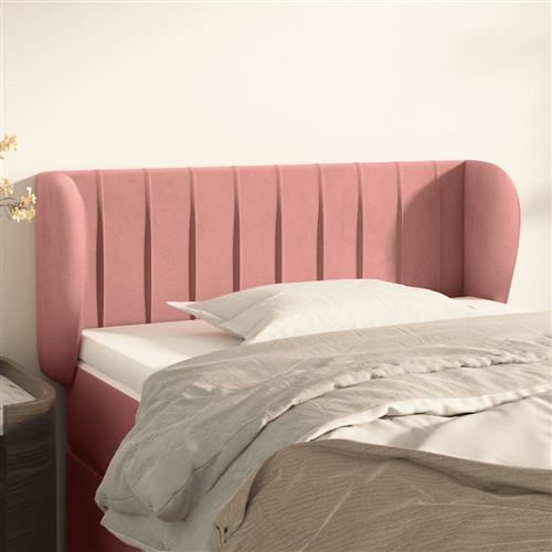vidaXL Tête de lit avec oreilles Rose 103x23x78/88 cm Velours