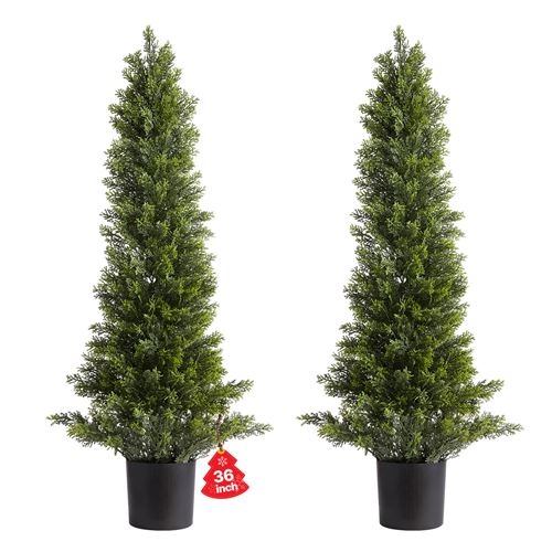 VEVOR Kunstmatige Topiary Cederbomen, Set van 2, 914 mm, Kunstplant, Decoratieve Plant, Eenvoudige Montage voor Decoratie, Veranda, Buitenterras, Tuin, Balkon, Achtertuin, Binnen, Kantoor