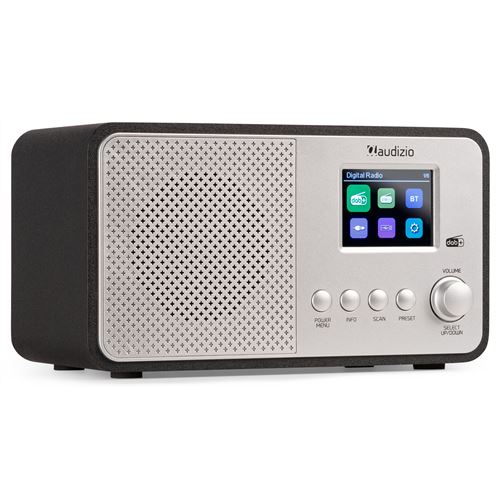 Audizio Avio Radio Dab+ Bluetooth 5.0 - Aluminium, 20 Stations Enregistrables, Écran Couleur 2,4
