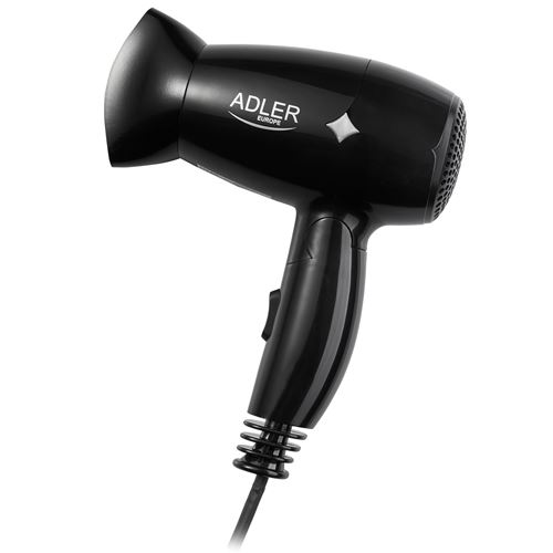 Sèche-cheveux de Voyage , Pliable, Compact, 2 Niveaux de Puissance, Buse 360°, Adler, AD2251, 1400W, Noir